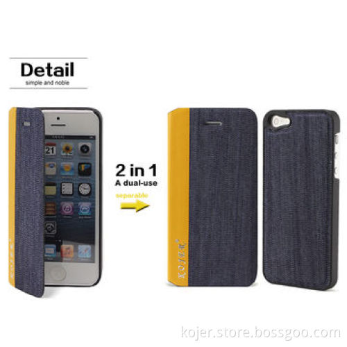 Unique detachable denim flip case for iPhone 5/5s